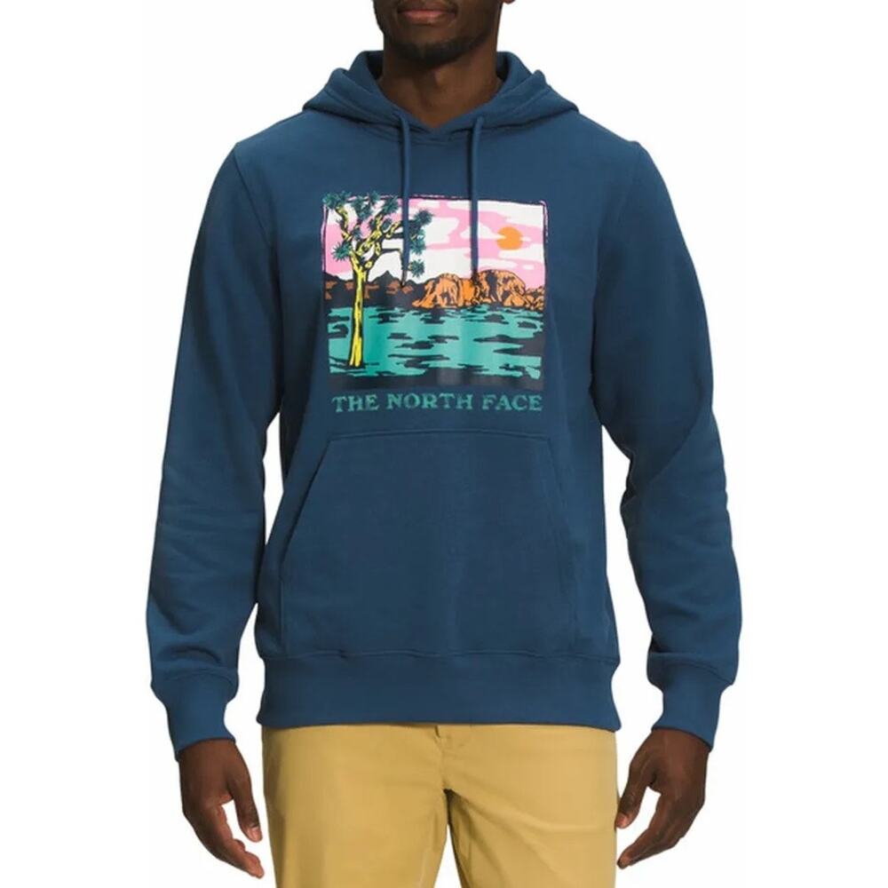 The North Face Joshua Tree Hoodie Size Large Shady Blue Graphic Logo Sweatshirt